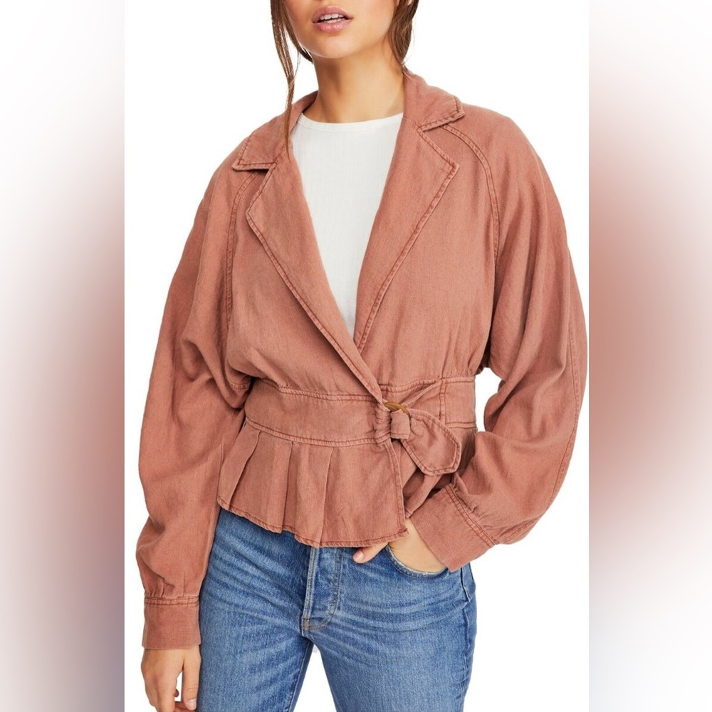 Free People Joani Jacket SAYULITA Skies Women’s Fall Linen Jacket Size Small